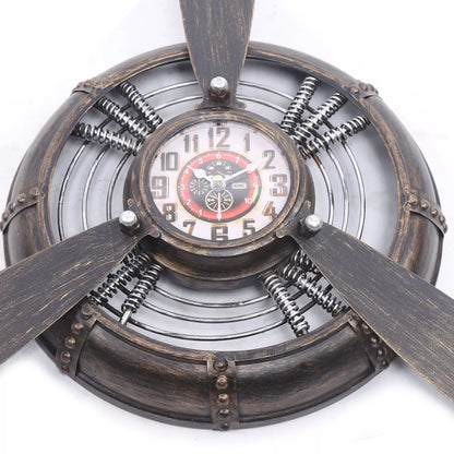 Antique Wall Decor Industrial Ornament Steampunk Aeroplane Propeller Wall Clock
