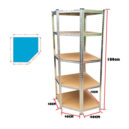 5 Tier Heavy Duty Boltless Garage Corner Racking Metal Shelving Stand