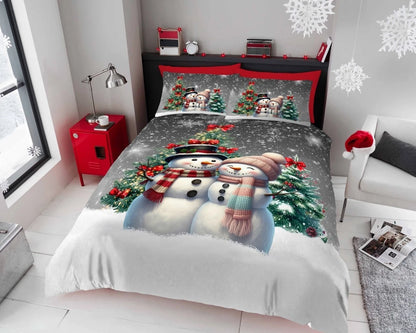 CHRISTMAS DUVET COVER SET Reversible Quilt XMAS Bedding Set