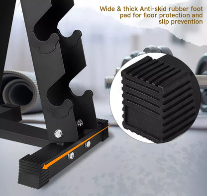 5 Tier Dumbbell Rack Storage black Stand Tree Hex Vertical Weight Wide Home Gym fitnes