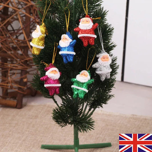 Pack of 6 vintage style Santa Christmas Tree Decorations