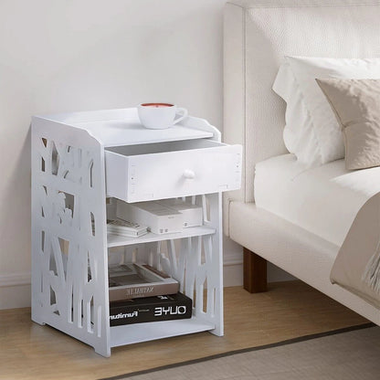 Bedside Table White Drawer Cabinet Small Side End Table Nightstand Storage Shelf
