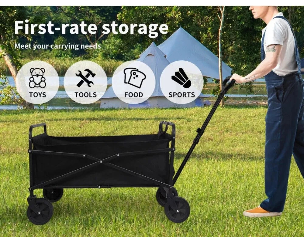 Heavy-Duty Folding Cart Trolley Wagon for Beach Camping Garden 200KG/330LBS