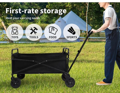 Heavy-Duty Folding Cart Trolley Wagon for Beach Camping Garden 200KG/330LBS
