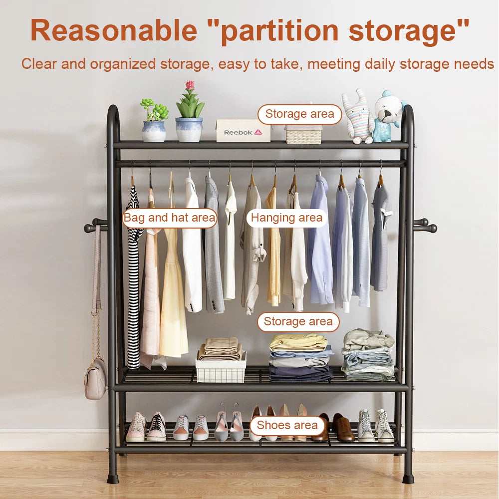 Heavy Duty Double Clothes Rail Rack Garment Hanging Stand Open Wardrobe Shelf UK