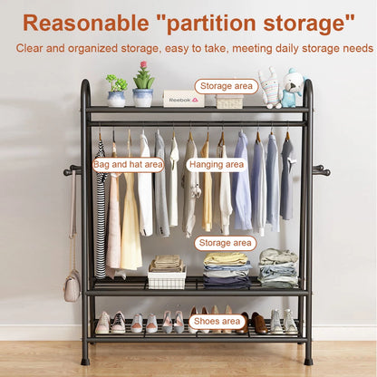 Heavy Duty Double Clothes Rail Rack Garment Hanging Stand Open Wardrobe Shelf UK