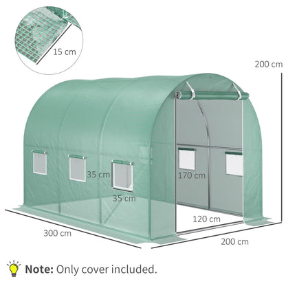 Replacement Cover Only Polytunnel Greenhouse Pollytunnel Gardening Door Windows 3x2x2m