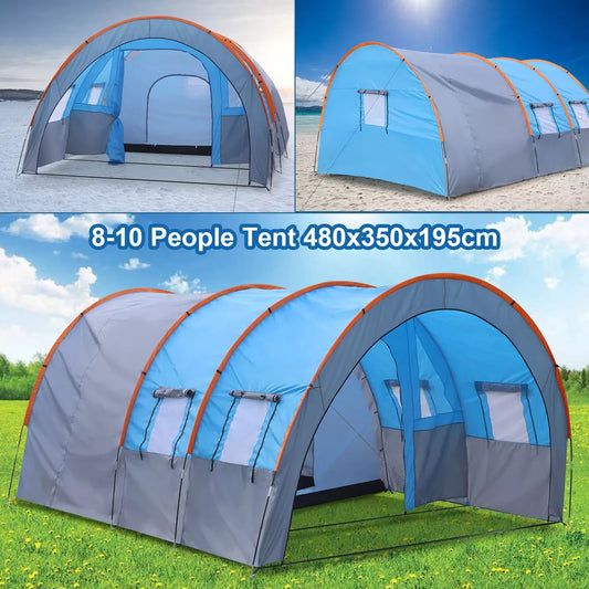 Large Tunnel Tent 8-10 Person Huge Family Tent House for Outdoor Camping Party