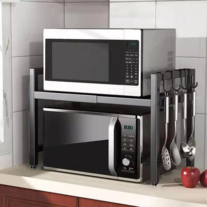 2 Tier Expandable Microwave oven Rack Stand Storage Holder Kitchen Corner Shelf