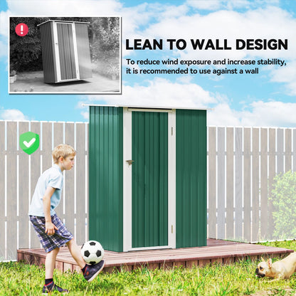 Outdoor Storage Shed Steel Garden Shed w/ Lockable Door Green