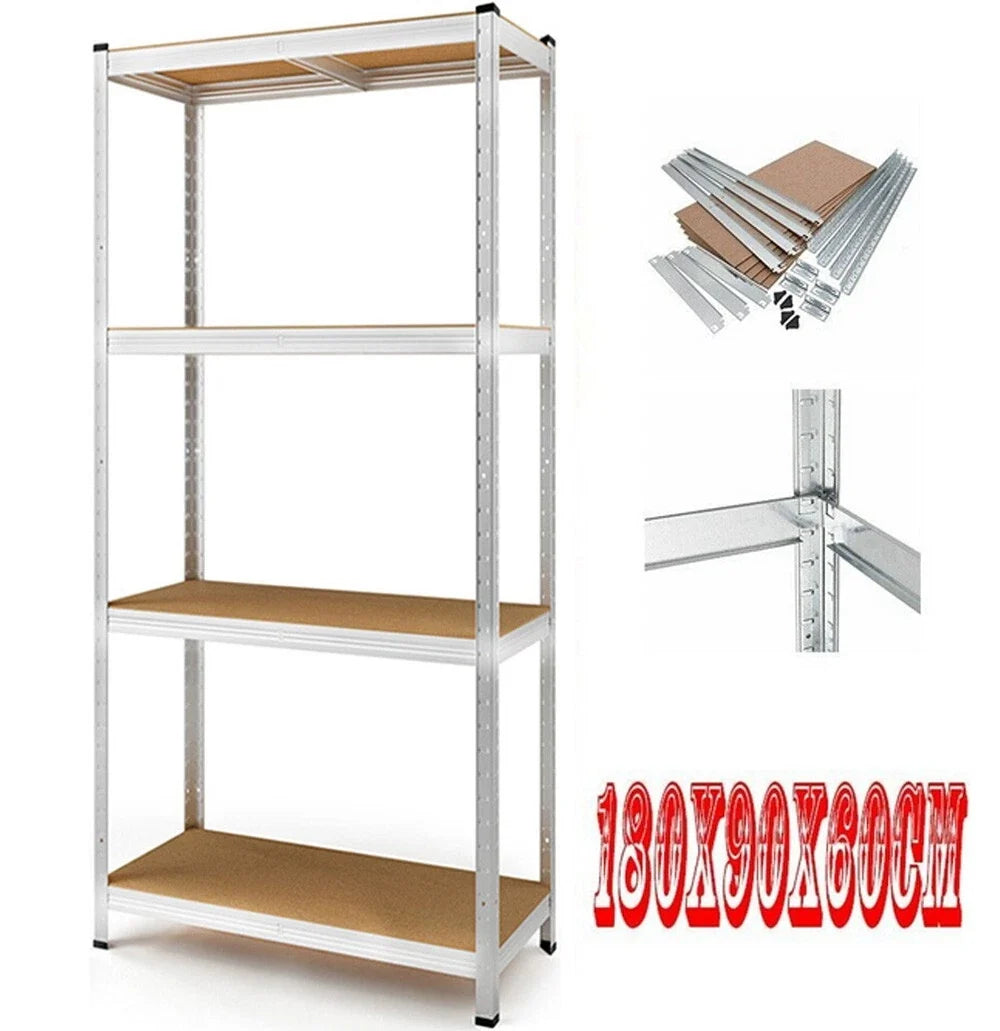 4 Shelf Racking 4 Tier Racking Shelf Heavy Duty 180x90x60cm Garage Shelving Storage Sh ...