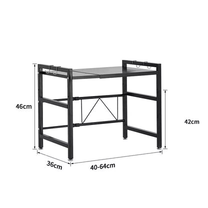 2 Tier Expandable Microwave oven Rack Stand Storage Holder Kitchen Corner Shelf
