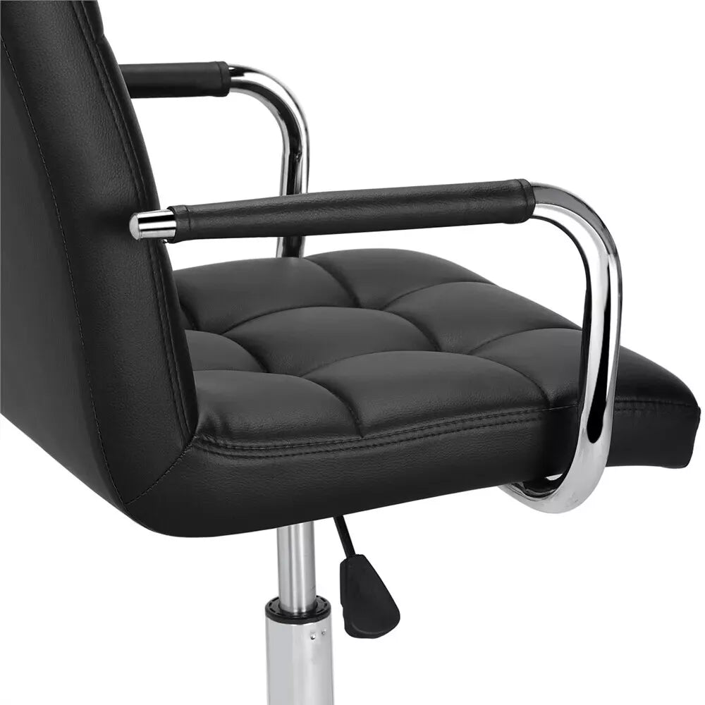 Home Office Chair Faux Leather Computer Desk Chair Adjustable Swivel Chair Arms