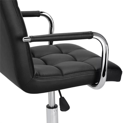 Home Office Chair Faux Leather Computer Desk Chair Adjustable Swivel Chair Arms