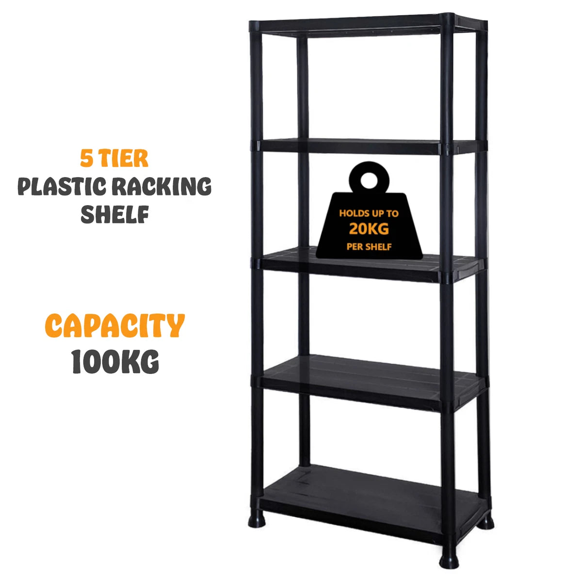 3/4/5 Tier Plastic Shelving Home Storage Unit Shelves Racking Garage Organiser