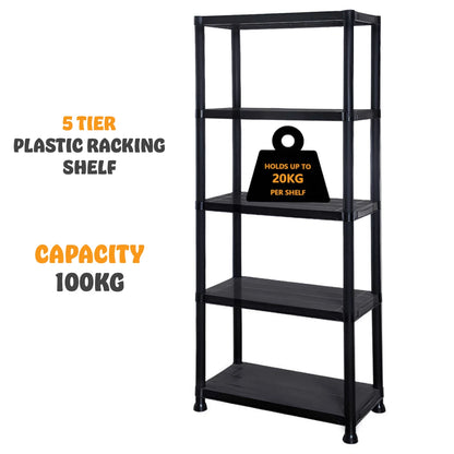 3/4/5 Tier Plastic Shelving Home Storage Unit Shelves Racking Garage Organiser