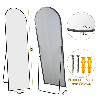 Large Arch Mirror Full Length, Big Arched Metal Standing Full Body Floor Mirror