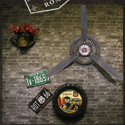 Antique Wall Decor Industrial Ornament Steampunk Aeroplane Propeller Wall Clock