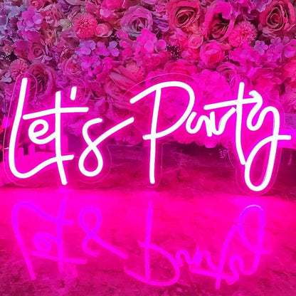 Let's Party LED Neon Sign Lights Hanging Display Light Wall Bar Wedding Decor UK