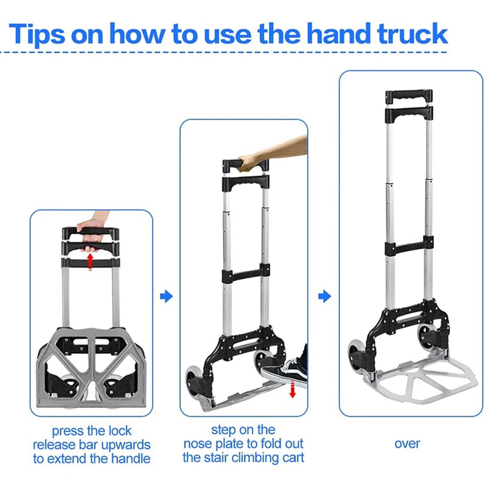 100kg Hand Truck Heavy Duty Aluminium Folding Sack Truck Industrial Trolley UK