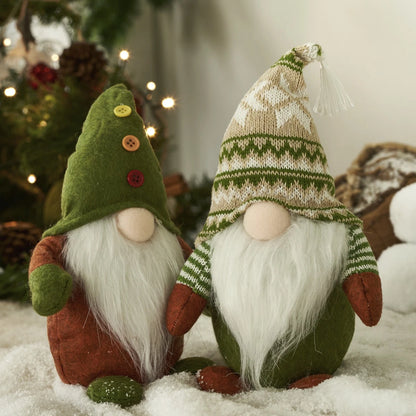 Set of 2 Christmas Gonks Fluffy Bearded Festive Gnome Xmas Decor for Table