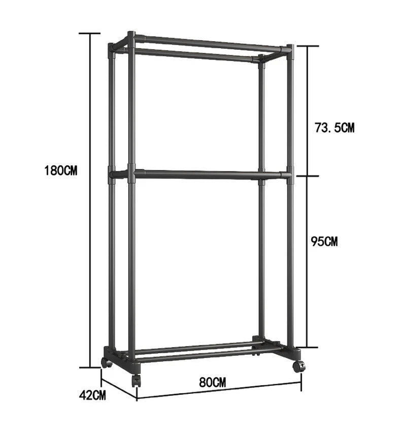 2 Tiers Clothes Rail Rack Garment Hanging Stand Shoe Storage Shelf Open Wardrobe