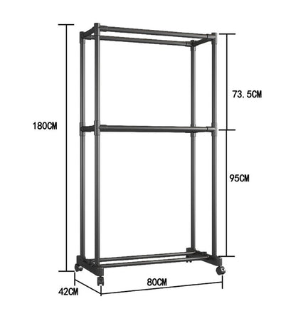 2 Tiers Clothes Rail Rack Garment Hanging Stand Shoe Storage Shelf Open Wardrobe