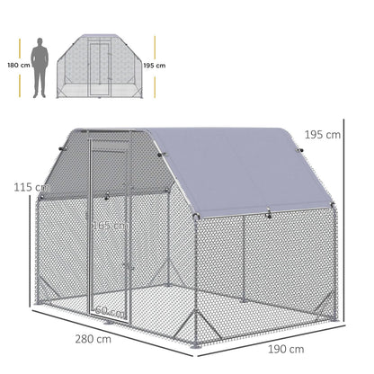 Chicken Run with Roof, Walk In Chicken Coop for 4-6 Chickens, Hen House D