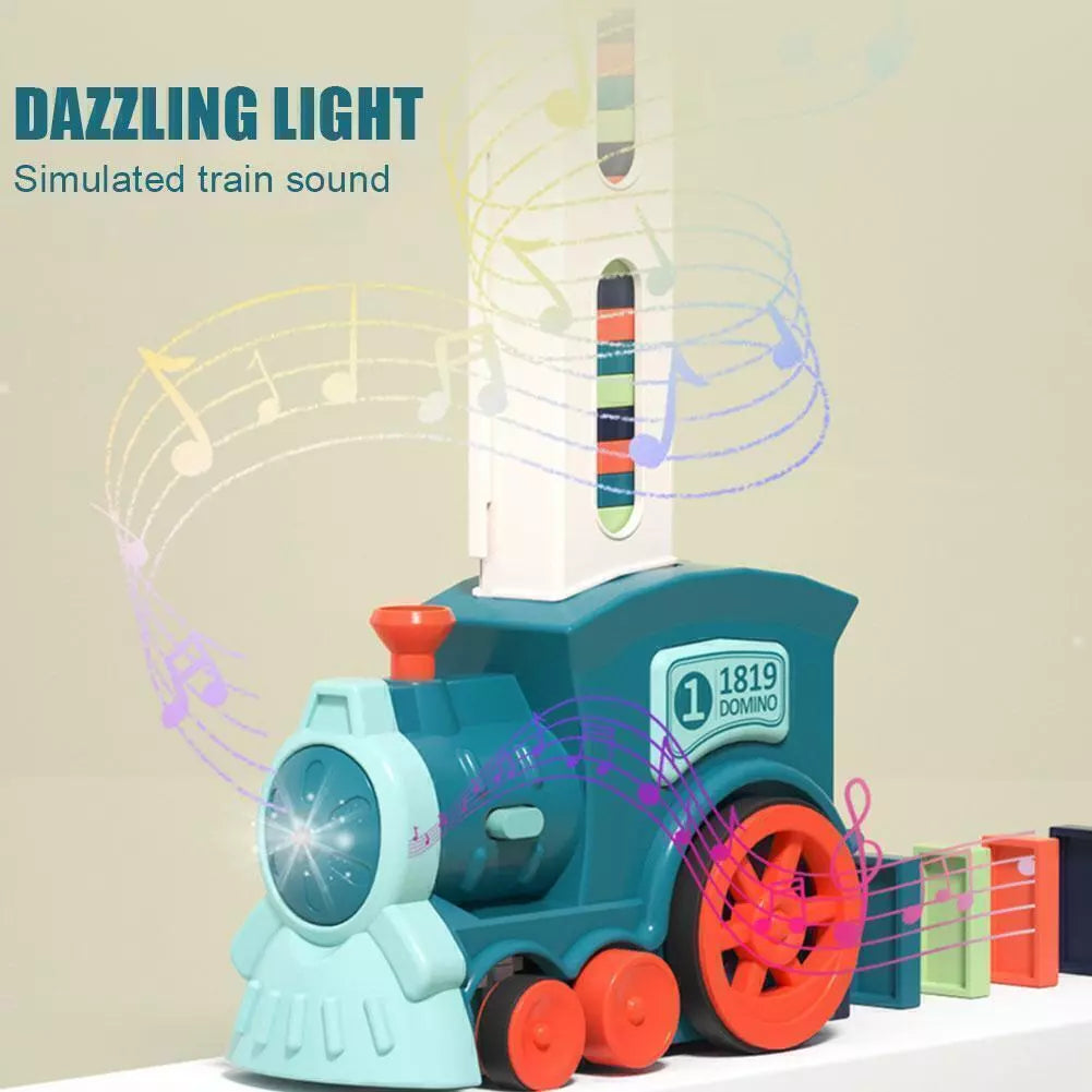 Domino Train Toy Set Automatic  Domino Blocks Laying Electric Train w/ Sound+
