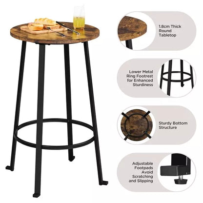 Industrial Bar Table Set 3 Piece Dining Table Set Rustic Bar Table and Bar Stool