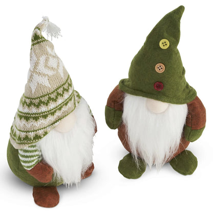 Set of 2 Christmas Gonks Fluffy Bearded Festive Gnome Xmas Decor for Table