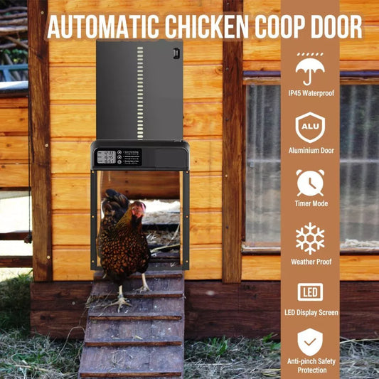 Automatic Chicken Coop Door Waterproof Poultry House Opener Solar Battery