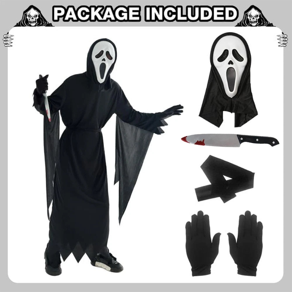 Scream Costume Scary Ghost Face Mask Halloween Adult Scary Scream Cosplay