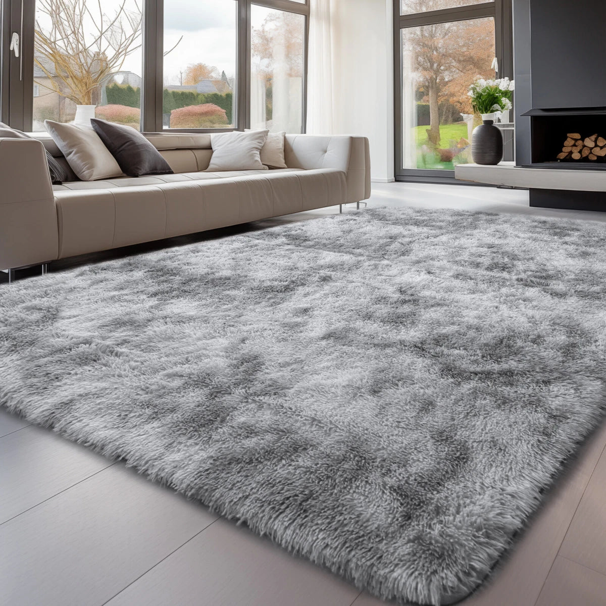 Fluffy Rugs Large Shaggy Rug Bedroom Living Room Anti Slip Soft Carpet Floor Mat A+