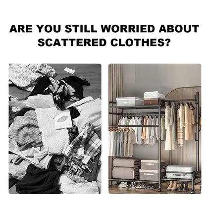 Heavy Duty Double Clothes Rail Rack Garment Hanging Stand Open Wardrobe Shelf UK