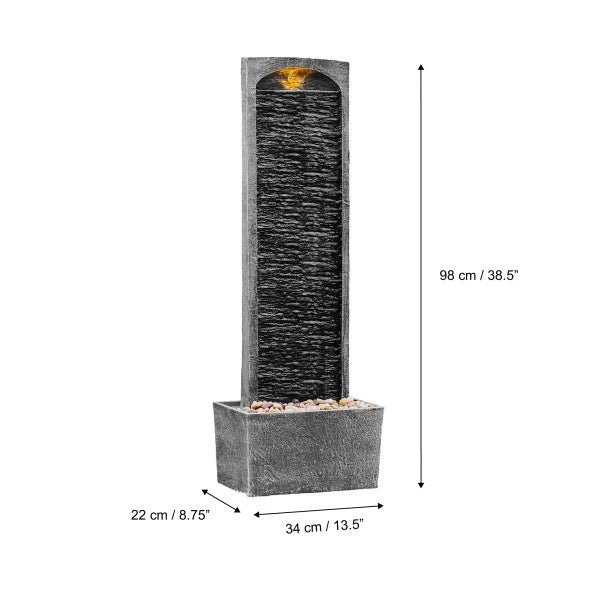 Garden Water Feature Outdoor LED Fountain Straight Waterfall Grey Teamson