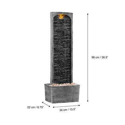 Garden Water Feature Outdoor LED Fountain Straight Waterfall Grey Teamson