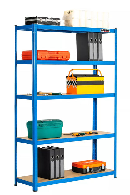 5 Tier Blue Metal Garage Shelving Unit 1000kg 180 x 120 x 40cm