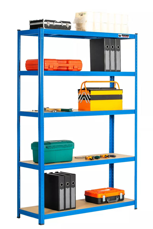 5 Tier Blue Metal Garage Shelving Unit 1000kg 180 x 120 x 40cm