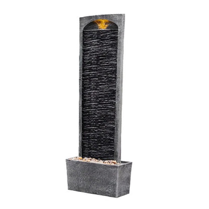 Garden Water Feature Outdoor LED Fountain Straight Waterfall Grey Teamson