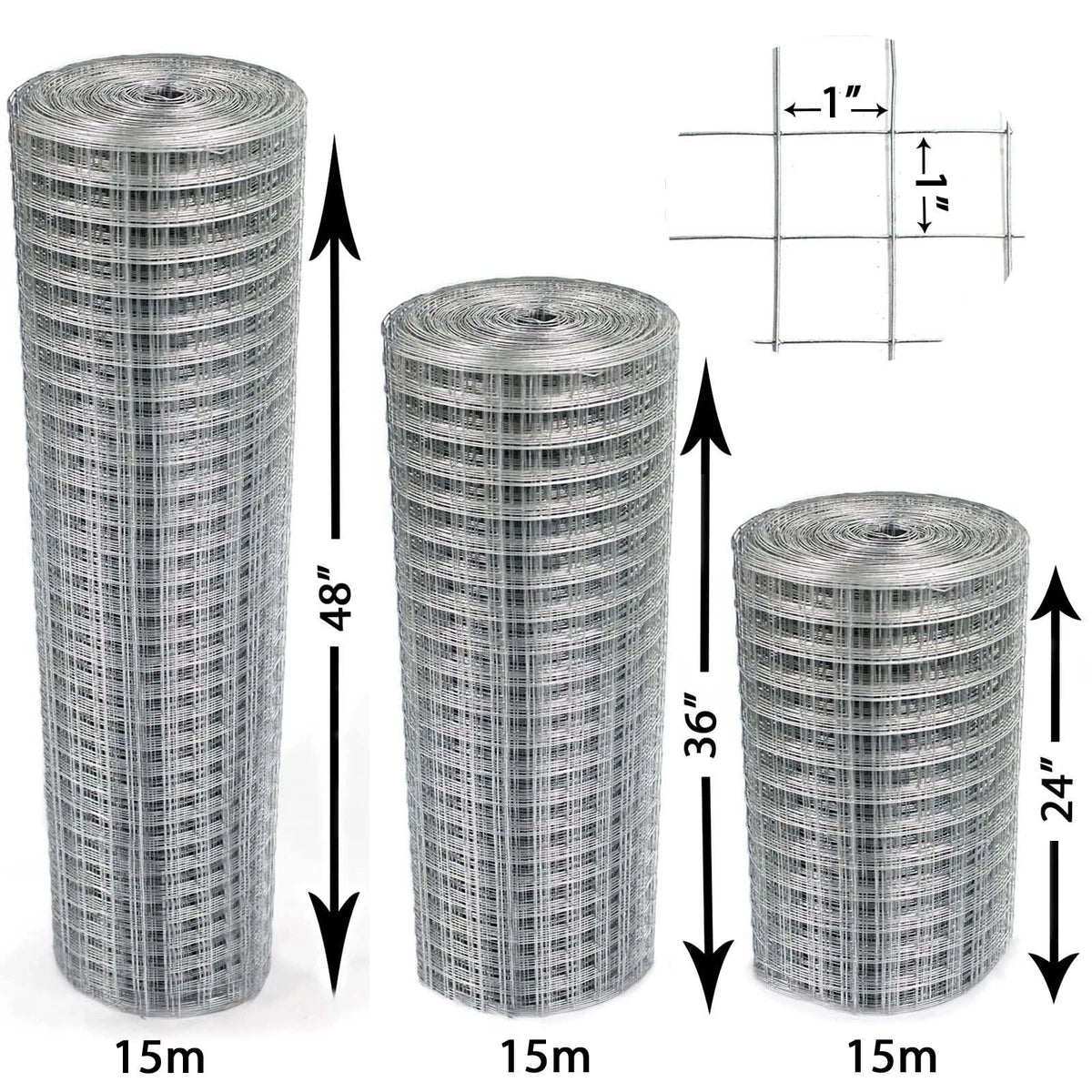 Galvanised Welded Wire Mesh 1"x1" Fence Aviary Rabbit Hutch Chicken Run Coop Pet