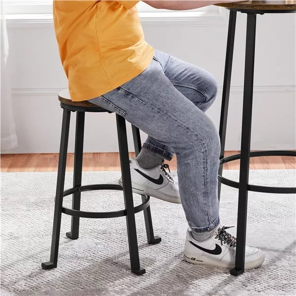 Industrial Bar Table Set 3 Piece Dining Table Set Rustic Bar Table and Bar Stool