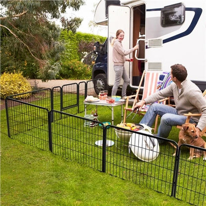8 Panel Dog Playpen Metal Pet Pen Heavy Duty Indoor/Outdoor Fence 60cm Black