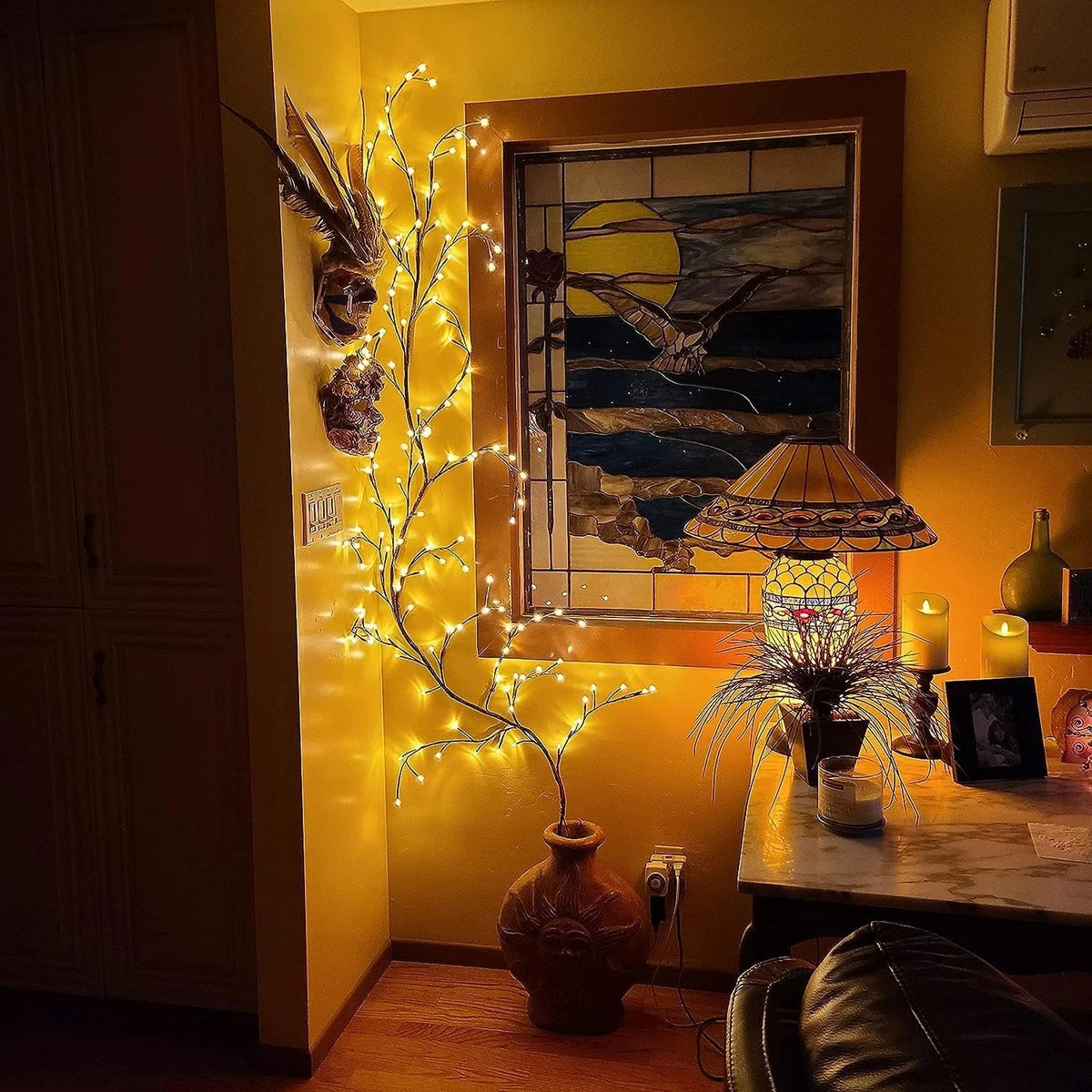 144LED Wall Tree  Willow Vine Lights Bendable Branch Fairy Lighting for Christmas gifts