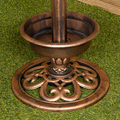110cm Bronze Effect Resin Garden Bird Bath & Table with Solar Light