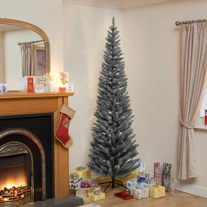 Christmas Tree Slim Pencil  5ft 6ft 7ft 8ft Green Grey White Black Xmas Trees
