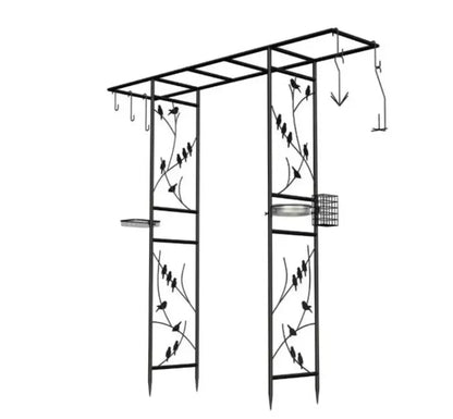 Metal Garden Arch Bird Feeder Heavy Duty Climbing Plants Support Trellis 2m