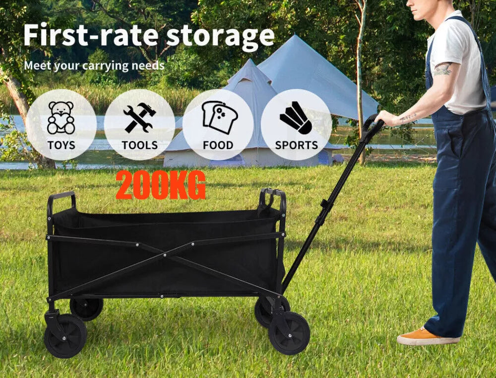 200KG Heavy Duty Garden Camping Beach Cart  Festival Trolley Wagon Cart Foldable