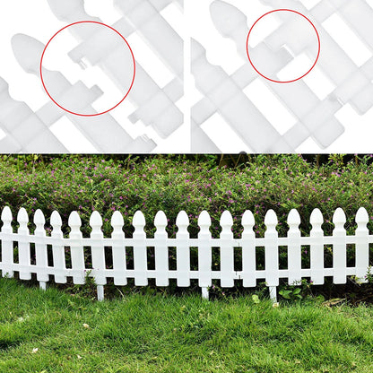 12 WHITE PLASTIC PICKET FENCING WOODEN EFFECT LAWN BORDER EDGE GARDEN EDGING