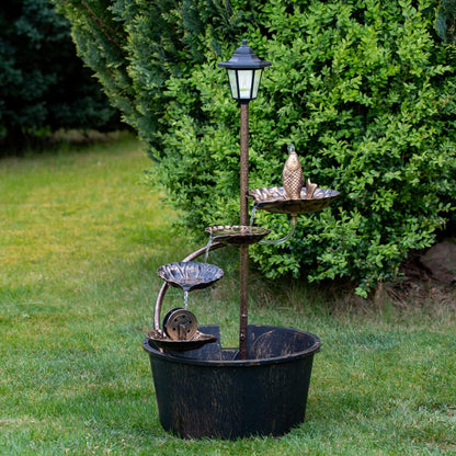 Cascading Water Fountain And Pump/Mains Operated With Solar Lamp